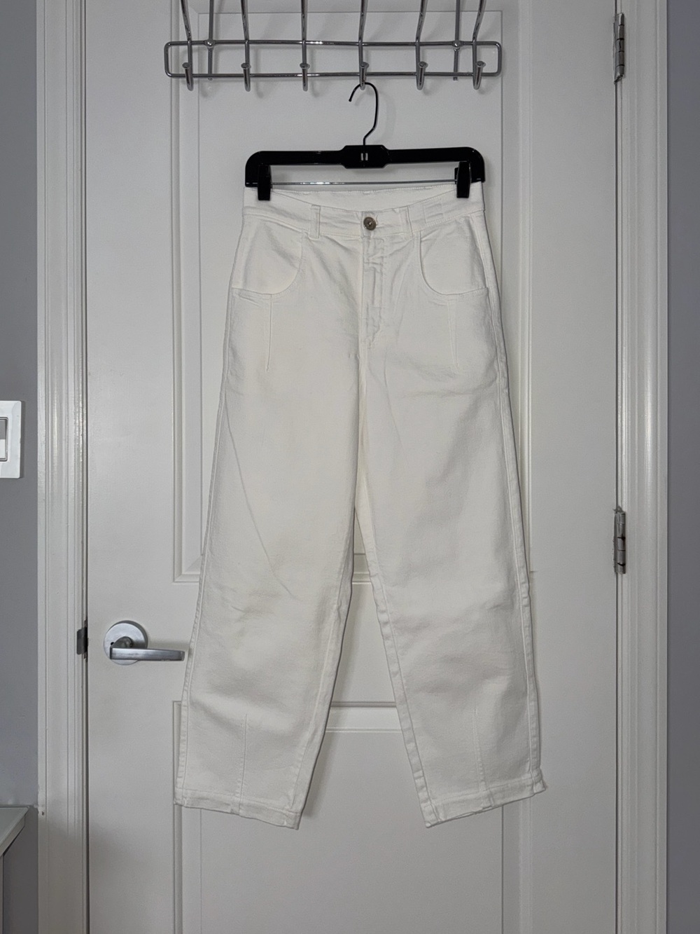 Eleventy Women's White Denim Trousers With Pleats